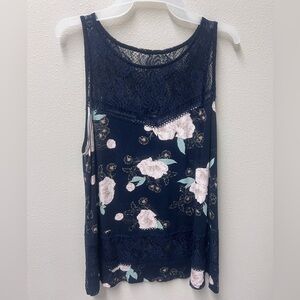 Torrid Navy Floral Lace Top Size 00